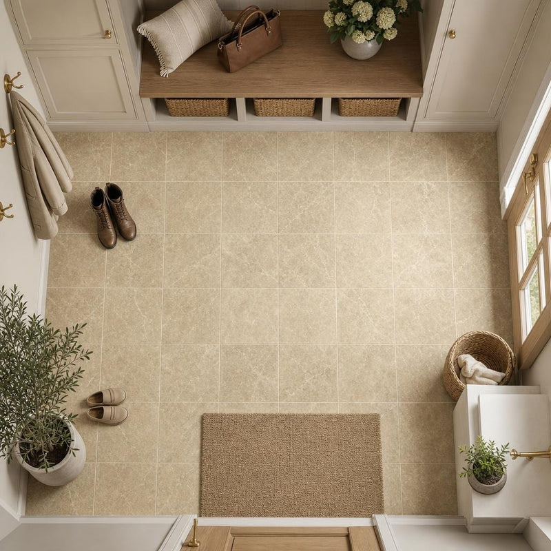 Light Emprador Marble Tile 12x12 Polished — Mudroom floor