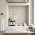 Light Emprador Marble Tile 4x4 Tumbled — Bathroom niche