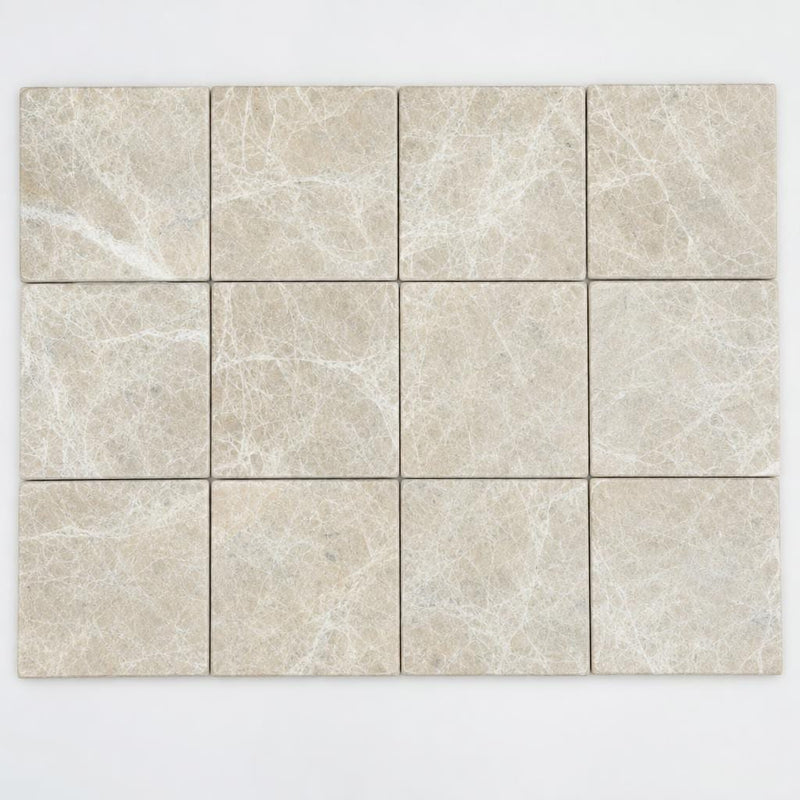 Light Emprador Marble Tile 4x4 Tumbled close-up