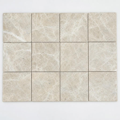 Light Emprador Marble Tile 4x4 Tumbled close-up