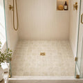 Light Emprador Marble Tile 6x6 Tumbled — Bathroom shower floor