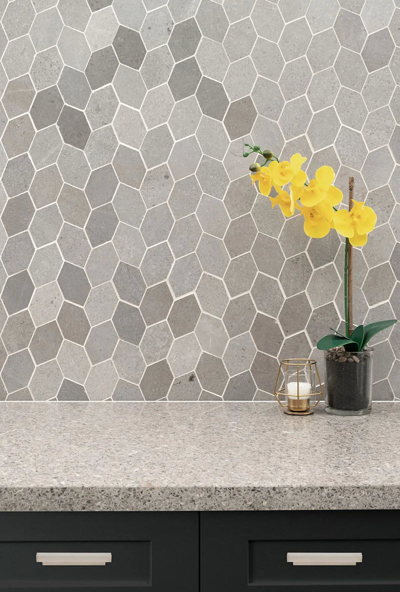 Lilly Pad Misc. Honed 0.38 Inch Limestone Mosaic Tile