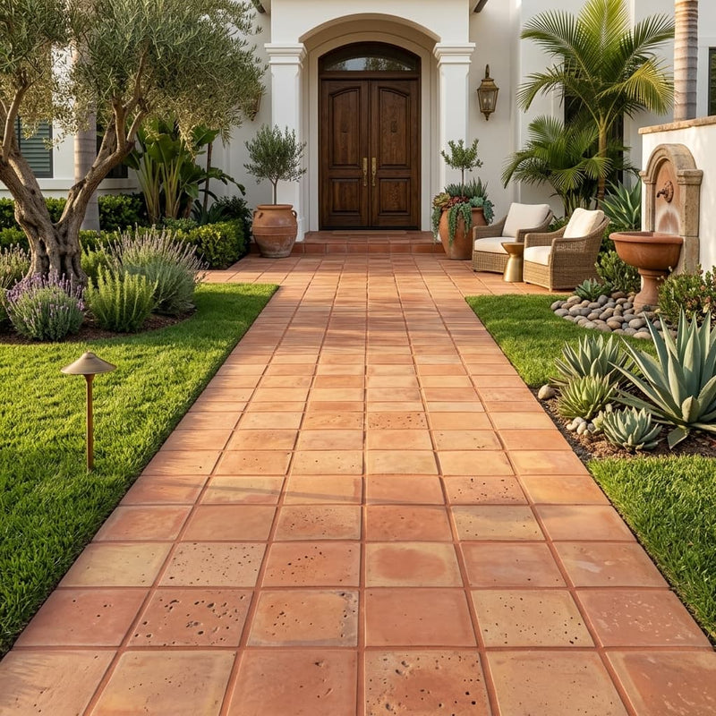 Lincoln 12x12 Natural Terracota Paver — Front Yard walkway