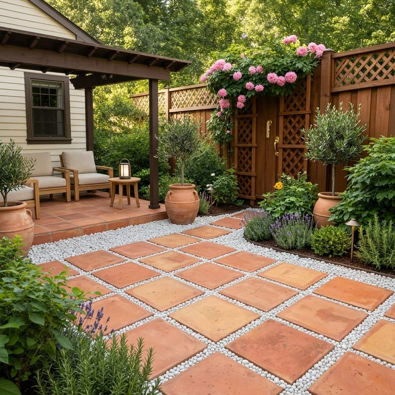 Lincoln 16x16 Natural Terracota Paver — Backyard patio