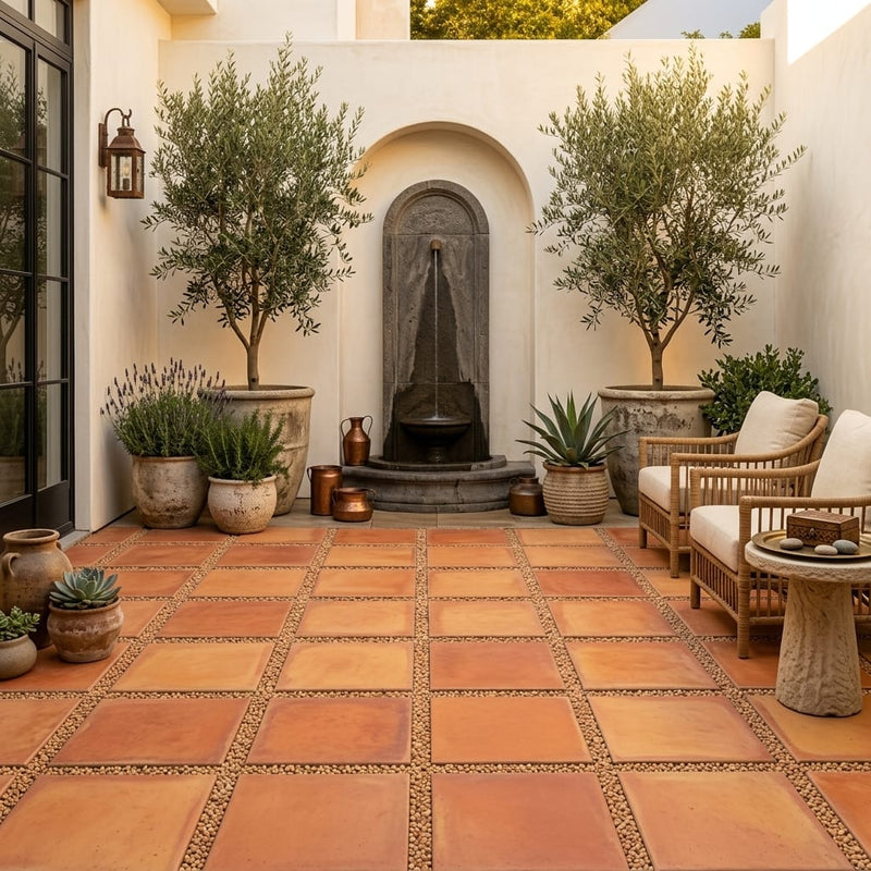 Lincoln 16x16 Natural Terracota Paver — Courtyard paving
