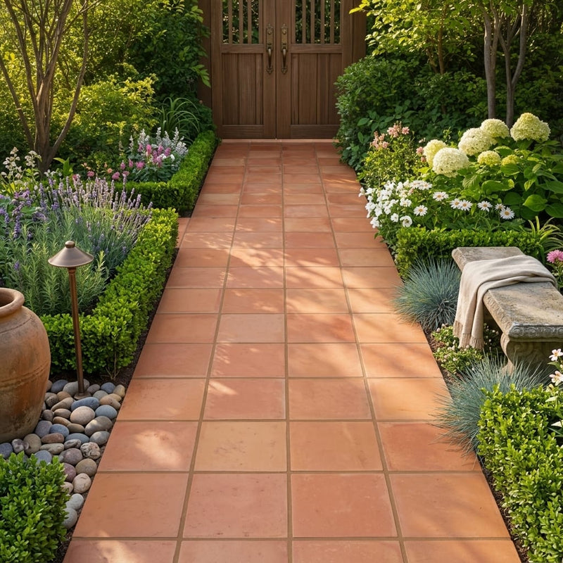 Lincoln 8x8 Natural Terracota Paver — Garden path