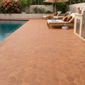 Lincoln Hexagon 12x12 Natural Terracota Paver — Backyard pool deck