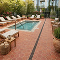 Lincoln Hexagon 8x8 Natural Terracota Paver — Backyard pool deck
