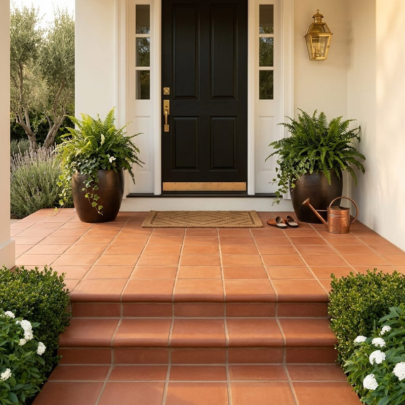 Lincoln Stair Coping 12x12 Natural Terracota Paver — Front Yard front porch