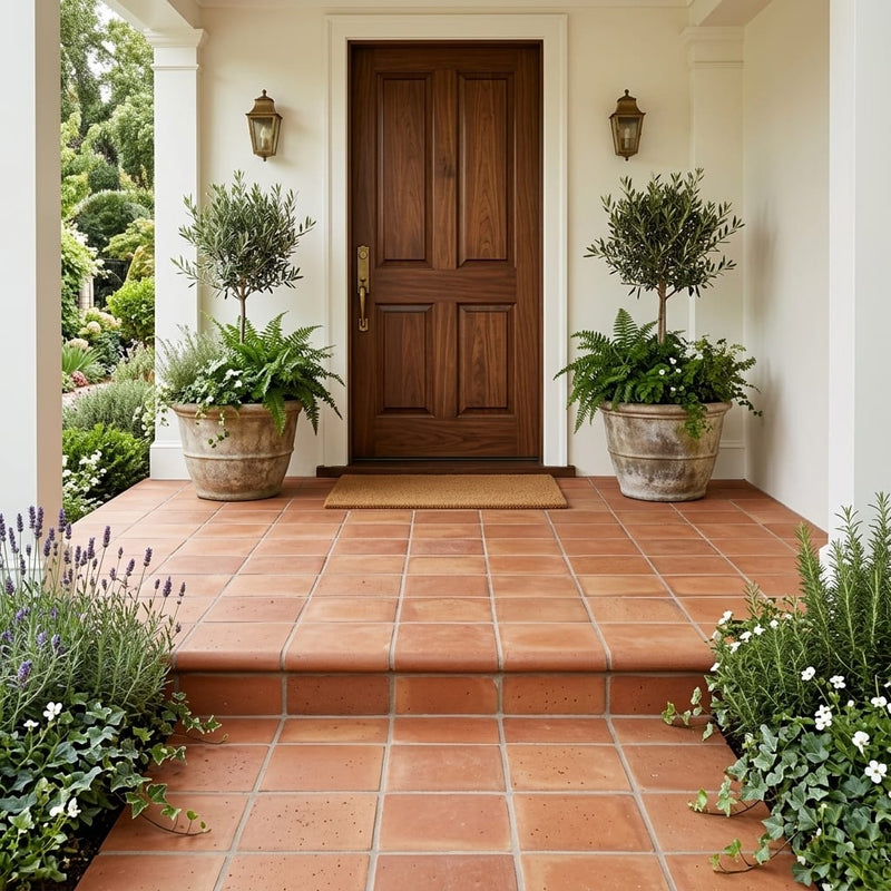 Lincoln Stair Coping Corner 12x12 Natural Terracota Paver — Front Yard front porch