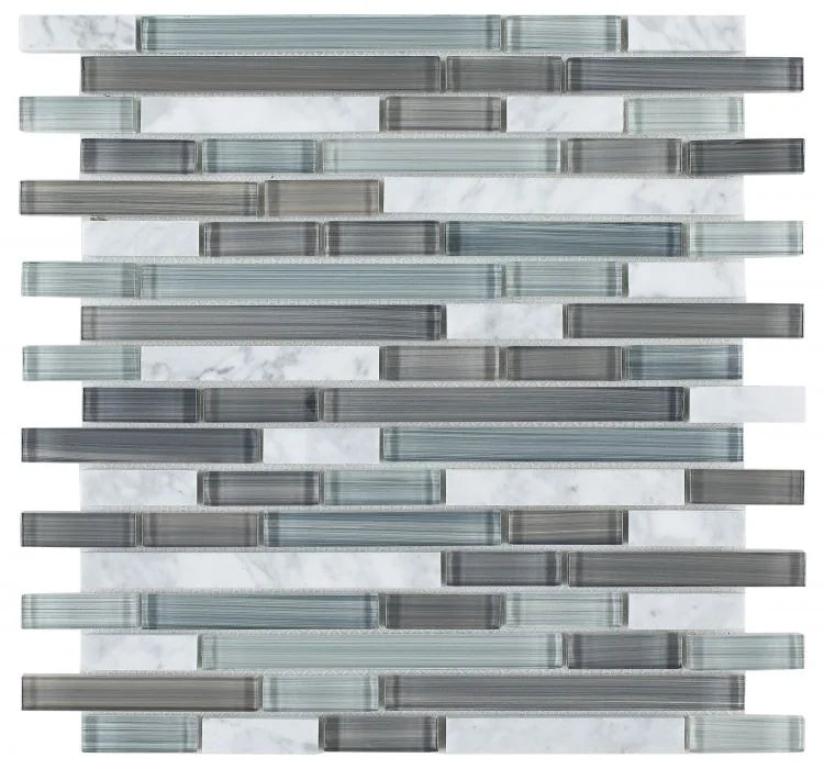 Linear Glass Blue 1x2 Mosaic