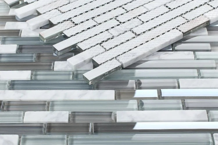 Linear Glass Blue 1x2 Mosaic