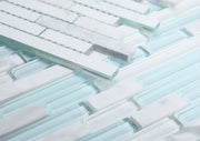 Linear Carrara Turquoise 1x2 Glass Mosaic