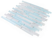 Linear Carrara Turquoise 1x2 Glass Mosaic