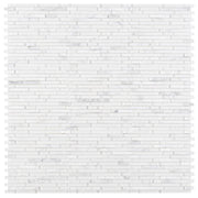 Linear Carrara White 11.75x12 Glass Mosaic