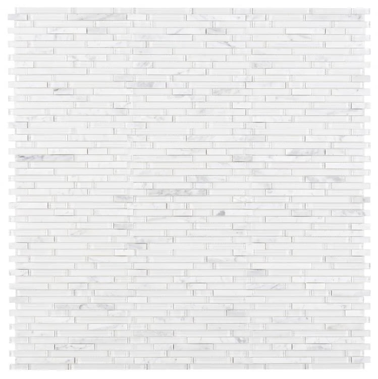 Linear Carrara White 11.75x12 Glass Mosaic