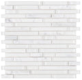 Linear Carrara White 11.75x12 Glass Mosaic