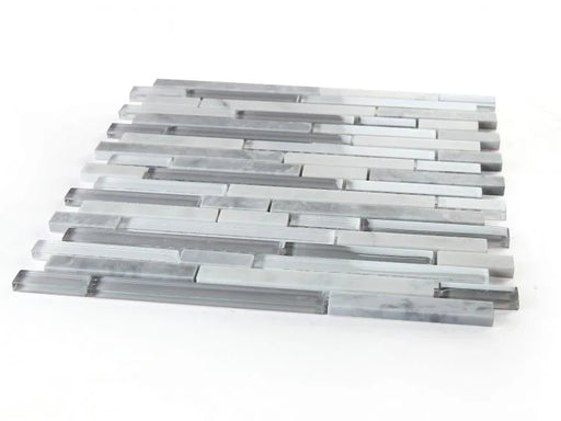Linear Montage Grey 11.75x12 Glass Mosaic
