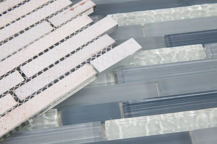 Linear Rain Blue 11.75x12 Glass Mosaic