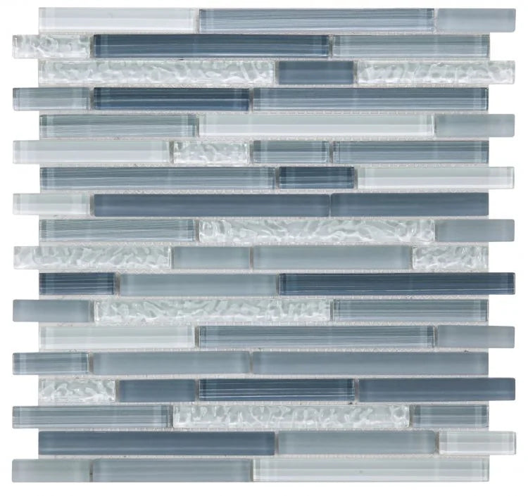 Linear Rain Blue 11.75x12 Glass Mosaic