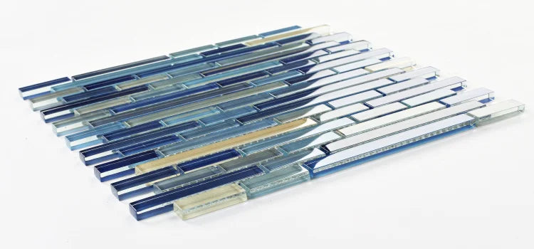 Linear Rain Sapphire 11.75x12 Glass Mosaic