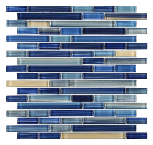 Linear Rain Sapphire 11.75x12 Glass Mosaic