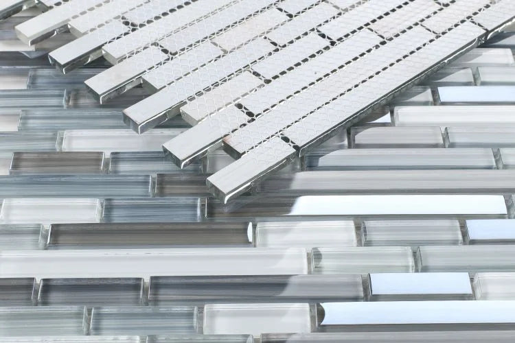 Linear Rain Sky 11.75x12 Glass Mosaic