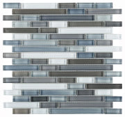 Linear Rain Sky 11.75x12 Glass Mosaic