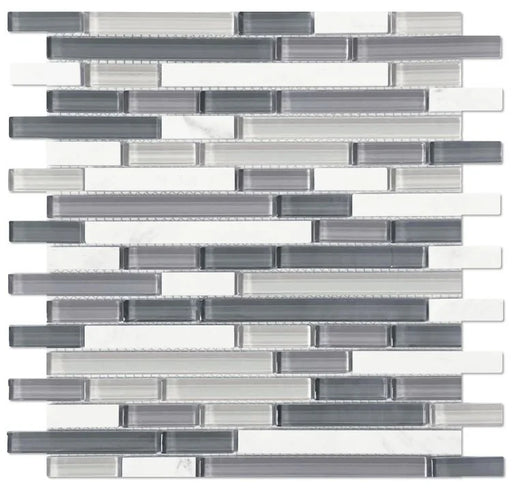 Linear Glass Sea Stack 11.75x12 Marble & Glass Mosaic
