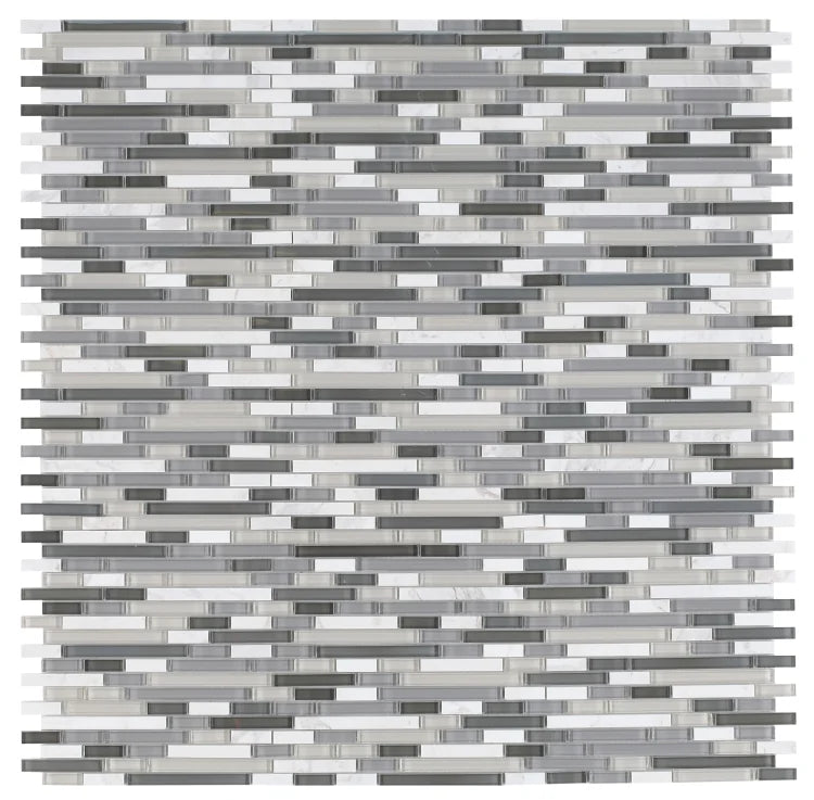 Linear Glass Sea Stack 11.75x12 Marble & Glass Mosaic