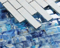 Linear Glass Watercolor Blue 11.75x11.75 Square Glass Mosaic Tile