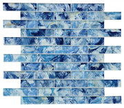 Linear Glass Watercolor Blue 11.75x11.75 Square Glass Mosaic Tile