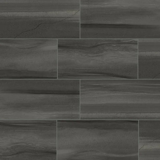 Linear Stone Black 24x12 Honed Ceramic Field Tile