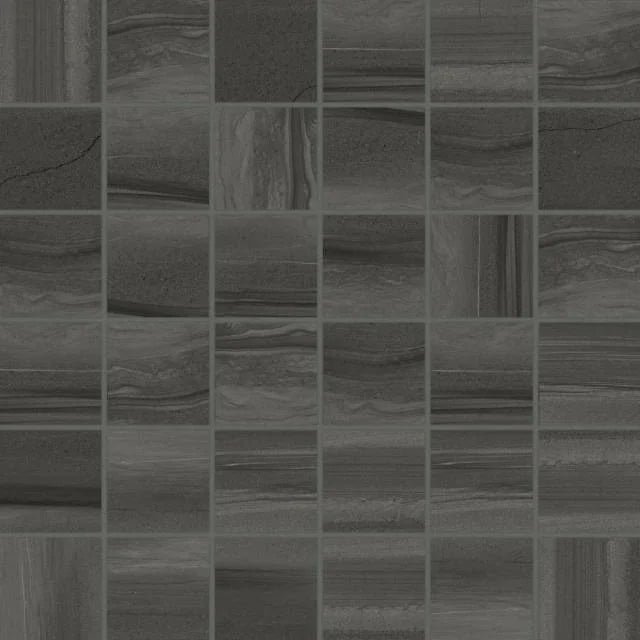 Linear Stone Black 2x2 Honed 12x12 Porcelain Mosaic Tile
