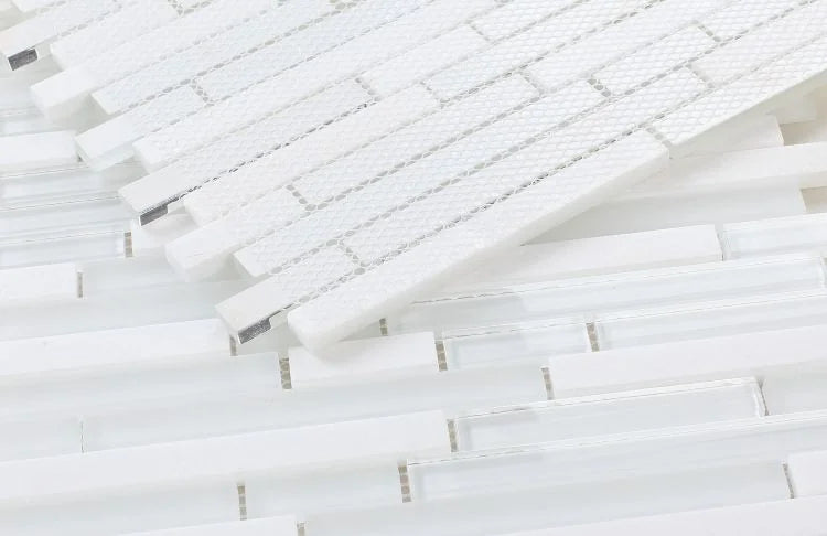 Linear Thassos 11.75x12 Glass Mosaic