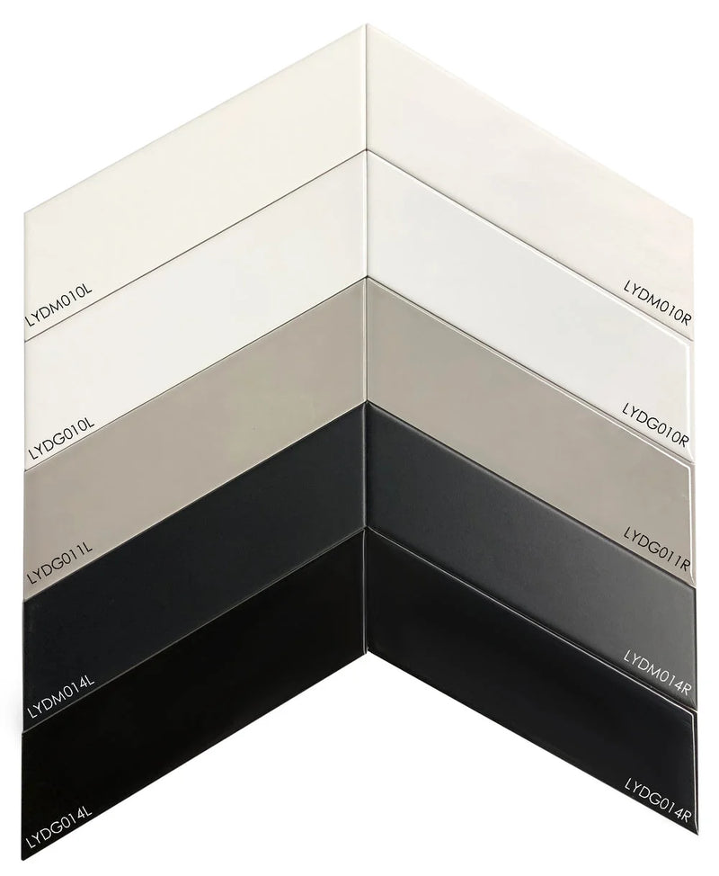Lloyd 2x8 Chevron LEFT Gloss Grey Ceramic Wall Tile