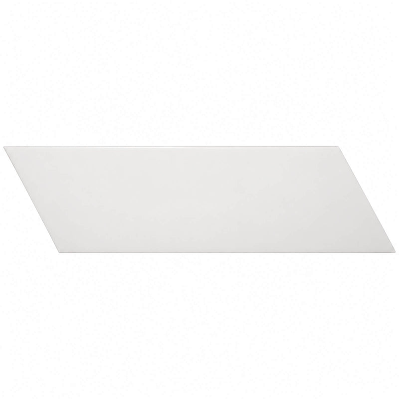 Lloyd 2x8 right chevron ceramic wall tile with a glossy white finish.