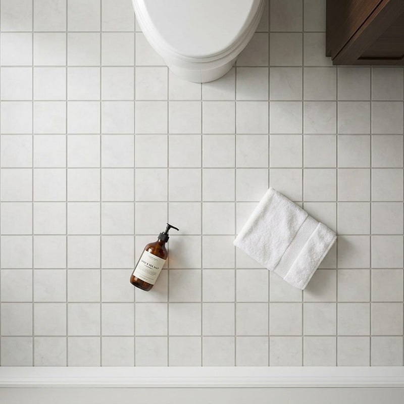 Loft Soft Grey 2x2 Honed Stone Mosaic — Bathroom floor