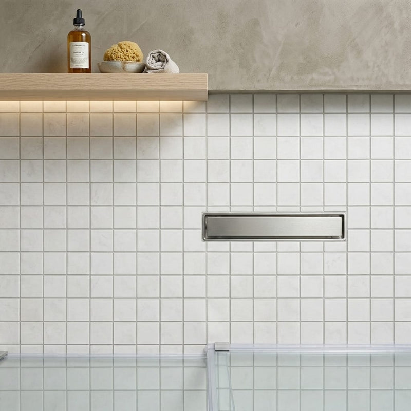 Loft Soft Grey 2x2 Honed Stone Mosaic — Bathroom shower floor