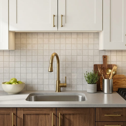 Loft Soft Grey 2x2 Honed Stone Mosaic — Kitchen backsplash