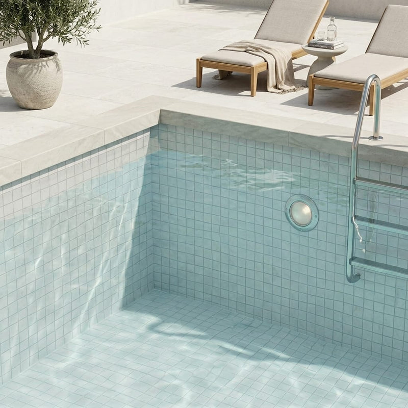 Loft Soft Grey 2x2 Honed Stone Mosaic — Swimming Pool pool interior tiling