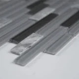 Lorena Grigio Interlocking Pattern 0.16 Inch Glass Metal Blend Mosaic Tile