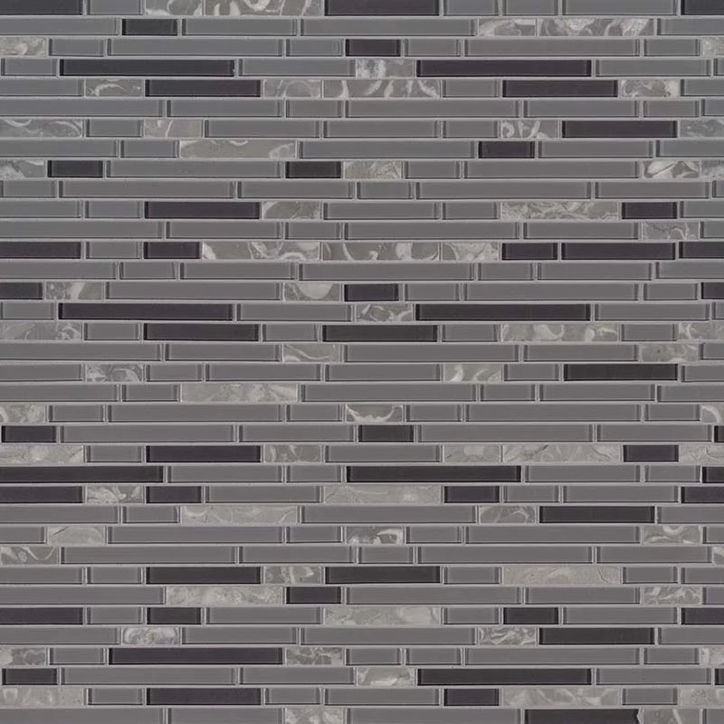 Lorena Grigio Interlocking Pattern 0.16 Inch Glass Metal Blend Mosaic Tile