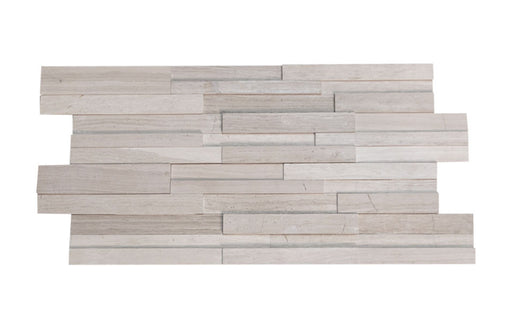 Close-up of Natural Stone Haisa 3D Honed 6 x 24 Flat Panel Stone Veneer, in Natural tones.