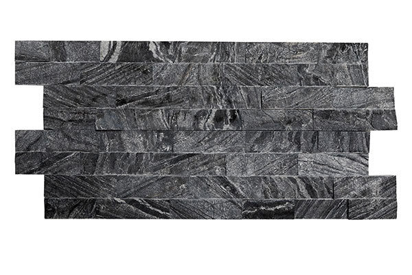 Close-up of Chromium Black Rock Rock Face 6 x 24 Mesh Back Ledger Panel, in Chromium Black tones.