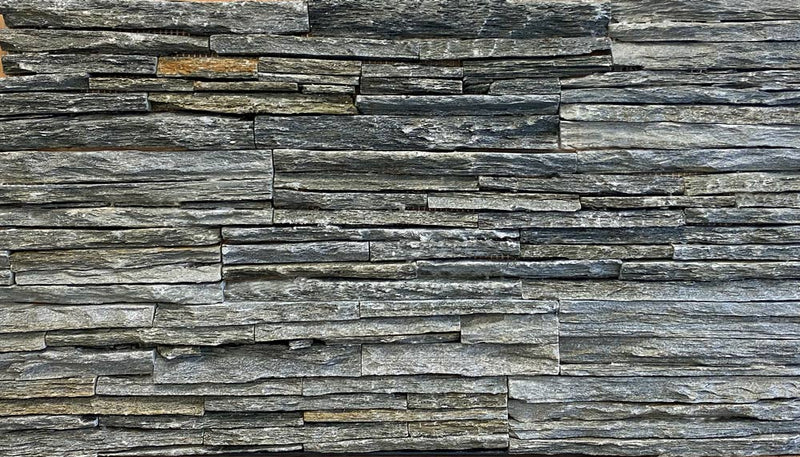 Close-up of Niagara Rock Rock Face 6 x 24 Mesh Back Ledger Panel, in Niagara tones.