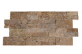 Close-up of Natural Noce Travertine Split Face 6 x 24 Flat Panel Stone Veneer, in Natural tones.