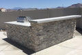 Close-up of Natural Silver Travertine Split Face 6 x 24 Flat Panel Stone Veneer, in Natural tones.