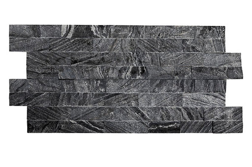 Close-up of Natural Stone Black Hills Split Face 6 x 24 Flat Panel Stone Veneer, in Natural tones.