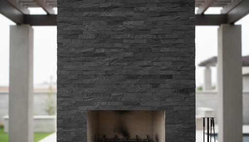 Close-up of Natural Stone Black Hills Split Face 6 x 24 Flat Panel Stone Veneer, in Natural tones.